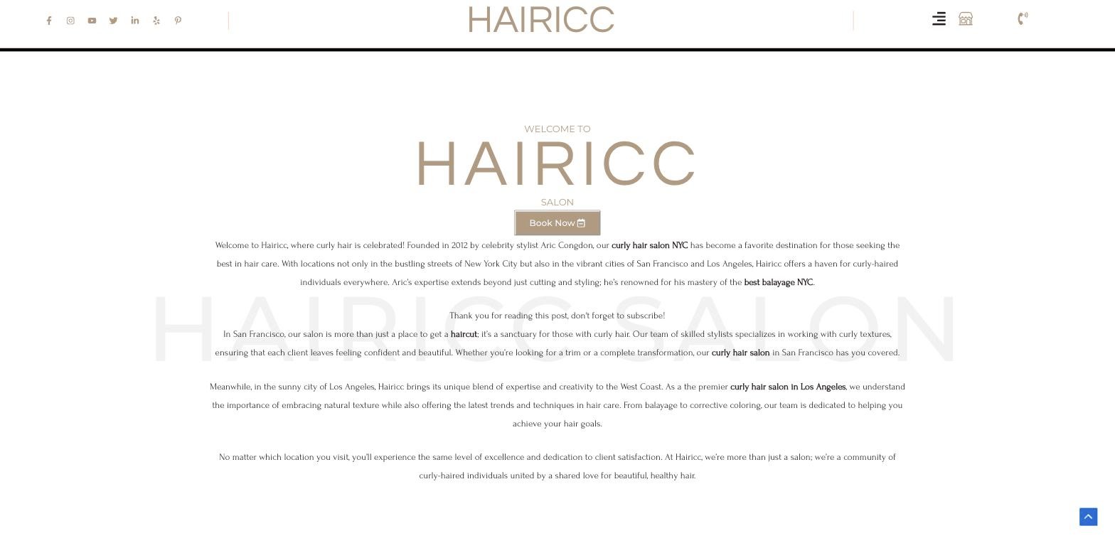 Hairicc.com homepage