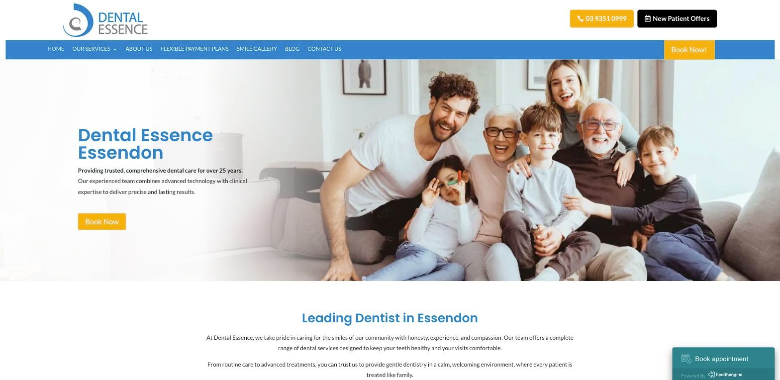 Dental Essence homepage